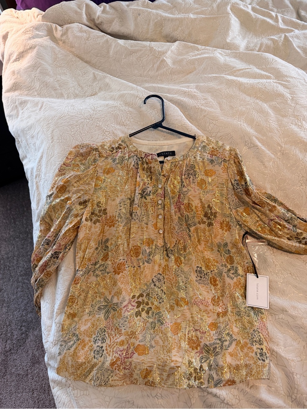 STATE Gold Floral Peasant Blouse - Yellow & Gold